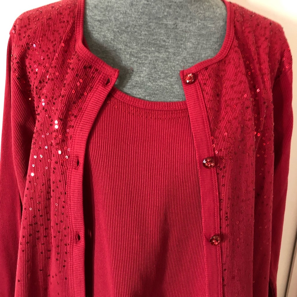 Quacker Factory Mock Tank Two Piece Sequin Top